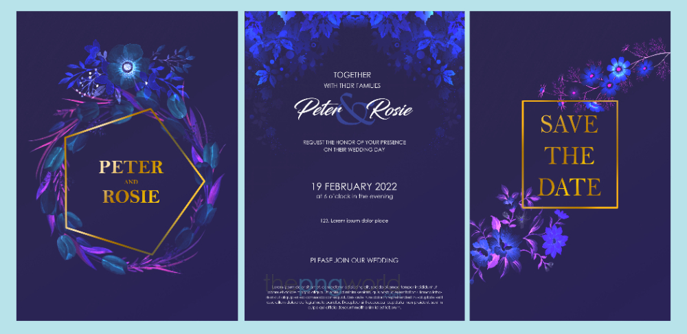 Wedding Invitation Save the Date With Blue Neon Floral wedding,invitation,template,card,floral,leaf,leaves,flower,save the date,come join,invite,marriage,indian wedding,vintage wedding,shaadi,indian shaadi card,wedding shower,wedding invitation wording